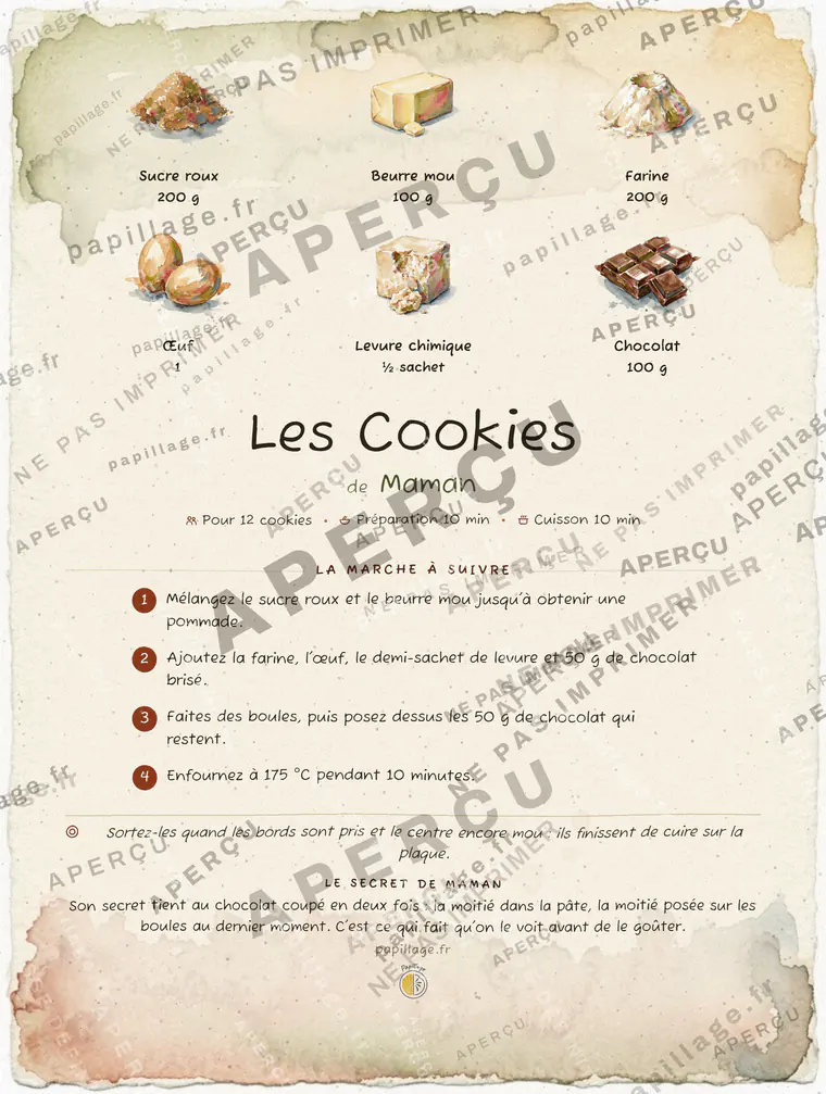 Les Cookies en aquarelle, mise en page bandeau haut