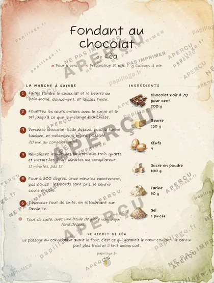 Fondant au chocolat dans le style Aquarelle