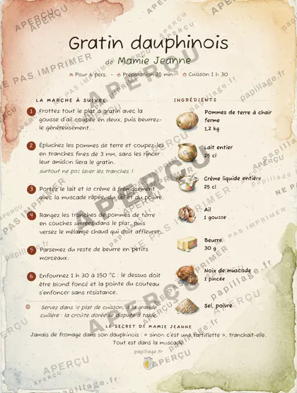 Gratin dauphinois dans le style Aquarelle