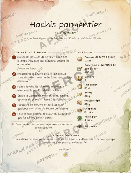 Hachis parmentier dans le style Aquarelle