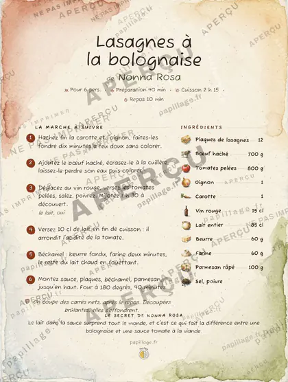 Lasagnes à la bolognaise dans le style Aquarelle