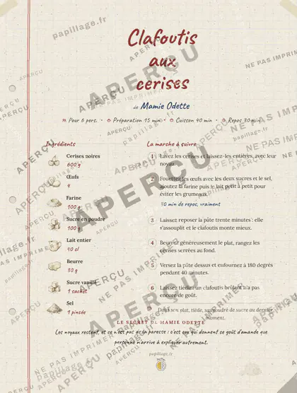 Clafoutis aux cerises dans le style Cahier de famille