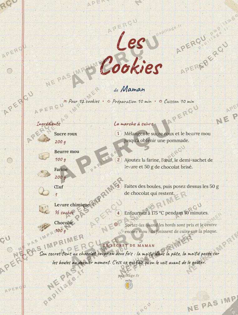 Les Cookies dans le style Cahier de famille