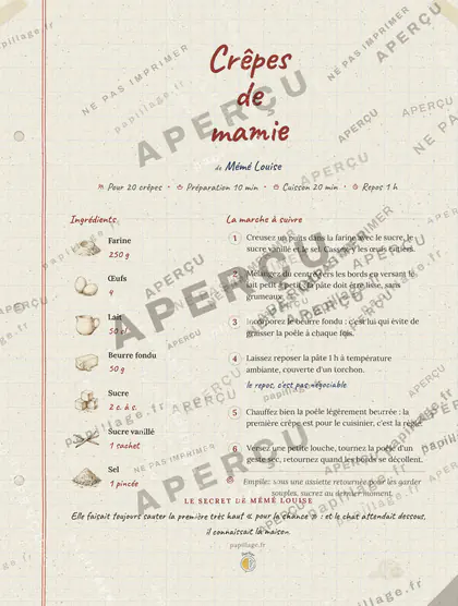 Crêpes de mamie dans le style Cahier de famille
