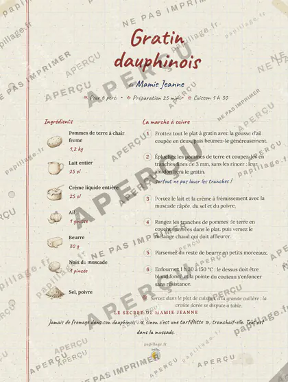 Gratin dauphinois dans le style Cahier de famille