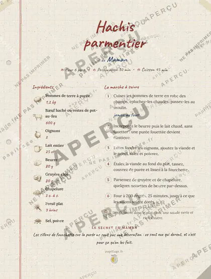 Hachis parmentier dans le style Cahier de famille