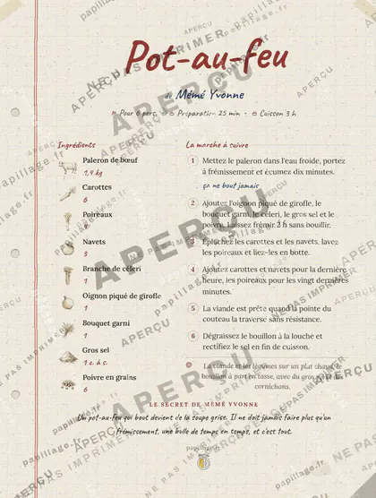 Pot-au-feu dans le style Cahier de famille