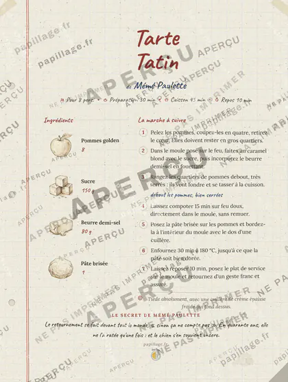 Tarte Tatin dans le style Cahier de famille