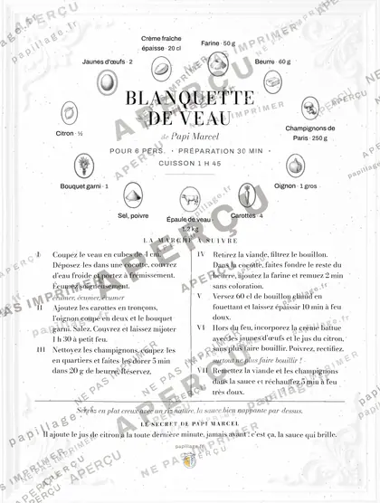 Blanquette de veau en chic, mise en page couronne