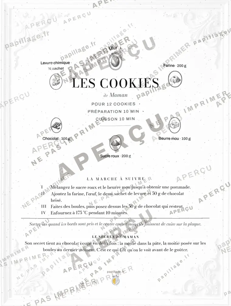 Les Cookies en chic, mise en page couronne