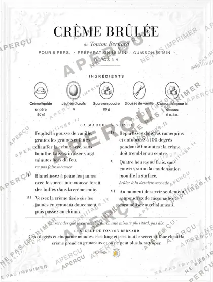 Crème brûlée en chic, mise en page bandeau haut