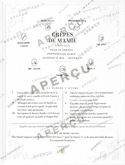 Crêpes de mamie en chic, mise en page couronne