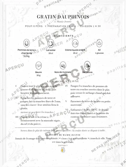 Gratin dauphinois en chic, mise en page bandeau haut
