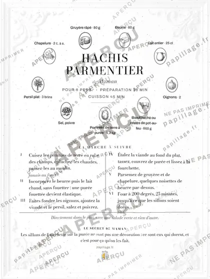 Hachis parmentier en chic, mise en page couronne