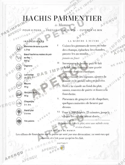 Hachis parmentier composée dans le style Chic, mise en page frise latérale