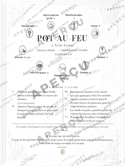 Pot-au-feu en chic, mise en page couronne