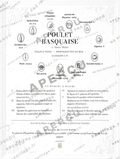 Poulet basquaise en chic, mise en page couronne