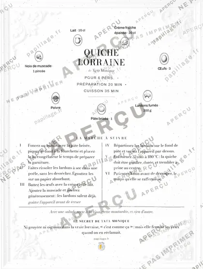 Quiche lorraine en chic, mise en page couronne