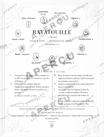 Ratatouille en chic, mise en page couronne