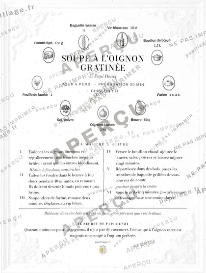 Soupe à l'oignon gratinée en chic, mise en page couronne