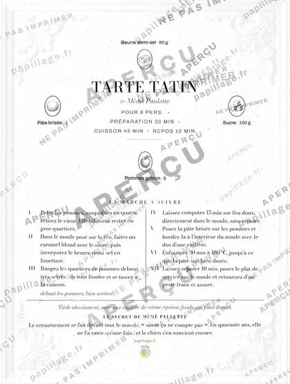 Tarte Tatin en chic, mise en page couronne