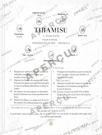 Tiramisu en chic, mise en page couronne