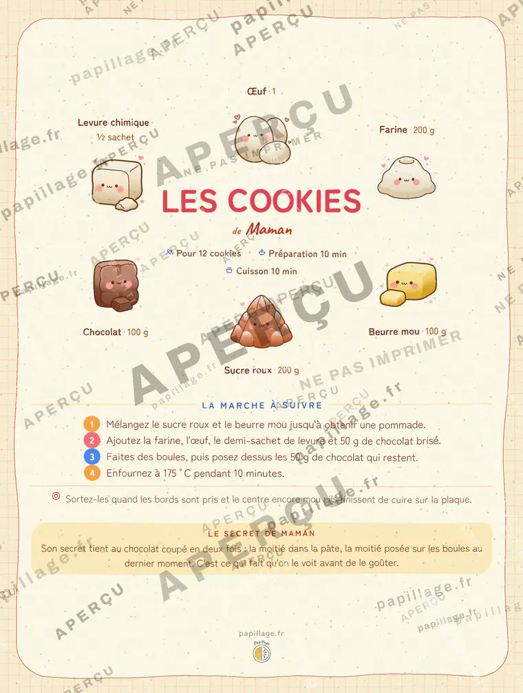 Les Cookies en kawaii japonais, mise en page couronne