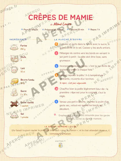 Crêpes de mamie dans le style Kawaii japonais