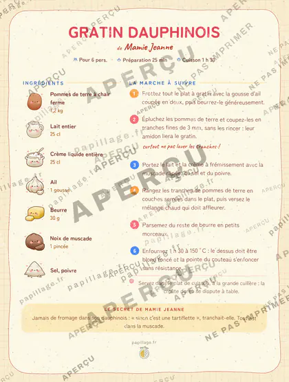 Gratin dauphinois dans le style Kawaii japonais