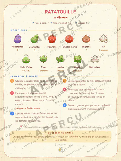 Ratatouille en kawaii japonais, mise en page bandeau haut