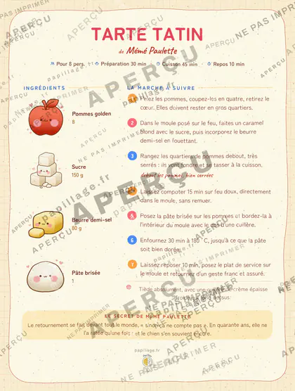 Tarte Tatin dans le style Kawaii japonais