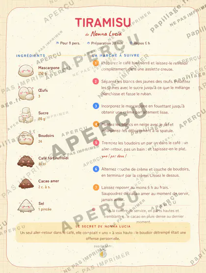 Tiramisu dans le style Kawaii japonais